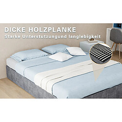 STILVORA Lit 140/200 cm gris en tissu et métal avec tête de lit géométrique pas cher