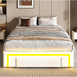 Avis STILVORA Lit 90/200 cm blanc en simili cuir avec tiroirs et bande LED