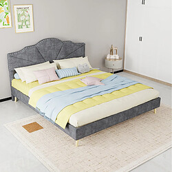 Avis STILVORA Lit 160/200 cm gris en tissu et métal avec tête de lit géométrique