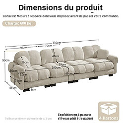 ByteLike Canapé nuage 4 places en chenille couleur kaki pas cher