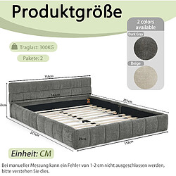 Acheter STILVORA Lit double 140/200 cm gris foncé en chenille avec structure bois et métal