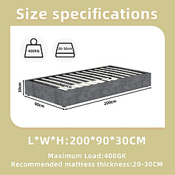 Acheter STILVORA Lit enfant 90/200 cm gris en tissu et métal avec rangement relevable