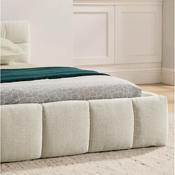 STILVORA Lit double 140/200 cm beige en chenille avec capitonnage carré pas cher