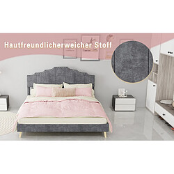 STILVORA Lit rembourré 160/200 cm gris en tissu et métal avec tête de lit géométrique pas cher