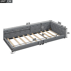 Acheter STILVORA Lit de jour 90/200 cm gris en lin avec LED et ports USB-C