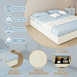STILVORA Cadre de lit 140/200 cm beige en tissu et métal au style minimaliste pas cher