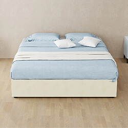 Avis STILVORA Cadre de lit 140/200 cm beige en tissu et métal au style minimaliste