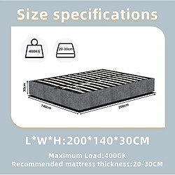 Acheter STILVORA Lit 140/200 cm gris en tissu et métal avec sommier stable