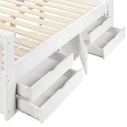 STILVORA Lit plateforme 160/200 cm blanc en MDF et contreplaqué avec LED et 4 tiroirs pas cher