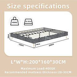 Acheter STILVORA Lit 160/200 cm gris en tissu avec tête de lit géométrique