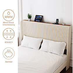 STILVORA Lit 140/200 cm beige et crème en velours côtelé avec structure métallique pas cher