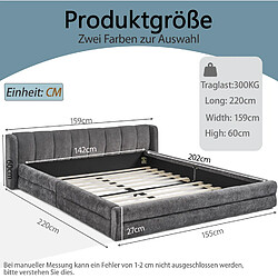 Acheter STILVORA Lit double 140/200 cm gris foncé en chenille avec tête de lit ergonomique