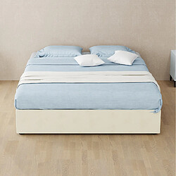Avis STILVORA Cadre de lit 140/200 cm beige en tissu et métal avec vérins et matelas