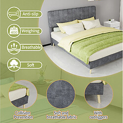 STILVORA Lit rembourré 160/200 cm gris en tissu et métal avec tête de lit haute pas cher