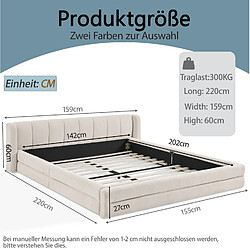 Acheter STILVORA Lit double 140/200 cm beige en chenille avec tête de lit ergonomique