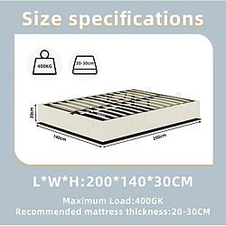 Acheter STILVORA Cadre de lit 140/200 cm beige en tissu et métal au style minimaliste