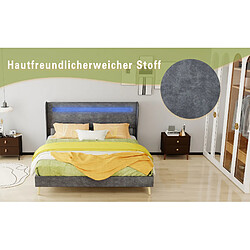 STILVORA Lit rembourré 160/200 cm gris en tissu et métal avec tête de lit LED réglable pas cher