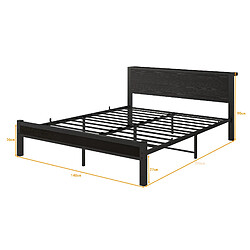 Acheter STILVORA Lit 140/200 cm noir en MDF et métal avec tête de lit de rangement