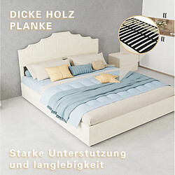 STILVORA Lit coffre 160/200 cm beige en bois et tissu avec matelas inclus pas cher