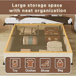 STILVORA Lit coffre 140/200 cm beige en tissu et métal avec vérin hydraulique pas cher
