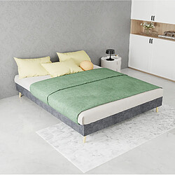 Avis STILVORA Lit 140/200 cm gris en tissu et métal avec tête de lit haute