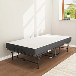 Avis STILVORA Lit pliant 90/190 cm noir en métal avec matelas mémoire 9,5 cm