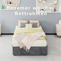 STILVORA Lit enfant 90/200 cm gris en tissu et métal avec rangement relevable pas cher