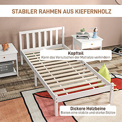 STILVORA Lit simple 90/200 cm blanc en bois avec tête de lit et sommier pas cher