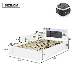 Acheter STILVORA Lit coffre 120/200 cm blanc en bois avec LED et recharge intégrée