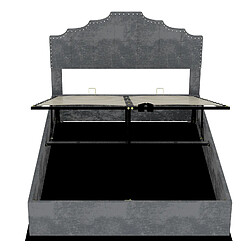 STILVORA Lit rembourré 160/200 cm gris en tissu et métal avec coffre relevable pas cher