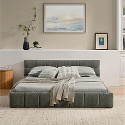 Avis STILVORA Lit double 140/200 cm gris foncé en chenille avec structure bois et métal