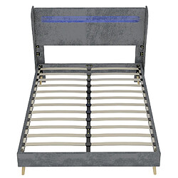 STILVORA Lit rembourré 160/200 cm gris en tissu et métal avec tête de lit LED pas cher