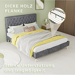 STILVORA Lit 140/200 cm gris en tissu et métal avec tête de lit haute pas cher