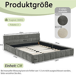 Acheter STILVORA Lit double 160/200 cm gris foncé en chenille avec cadre bois et fer