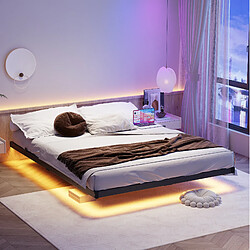 Avis STILVORA Lit 140/190 cm noir en métal avec LED et station de charge