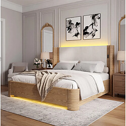 Avis STILVORA Lit 180/200 cm beige en velours avec LED et rangement relevable
