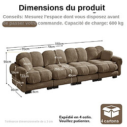 ByteLike Canapé nuage 4 places en chenille couleur marron pas cher