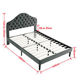 Acheter STILVORA Lit rembourré 140/200 cm beige en velours avec tête de lit réglable