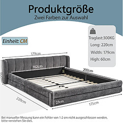 Acheter STILVORA Lit double 160/200 cm gris foncé en chenille avec tête de lit matelassée