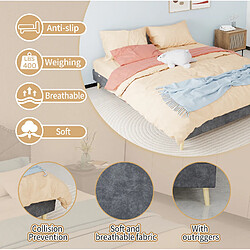 STILVORA Cadre de lit 160/200 cm gris en tissu et métal avec matelas inclus pas cher
