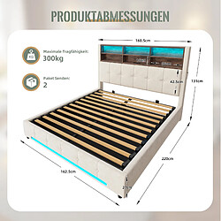 Acheter STILVORA Lit coffre 160/200 cm beige en métal et velours avec tête de lit multifonction
