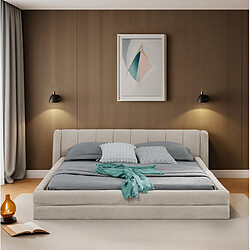 Avis STILVORA Lit double 140/200 cm beige en chenille avec tête de lit ergonomique