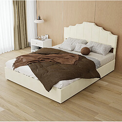 Avis STILVORA Lit coffre 140/200 cm beige en tissu et métal avec vérin hydraulique