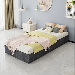 Avis STILVORA Cadre de lit 90/200 cm gris en tissu et métal avec vérin à gaz