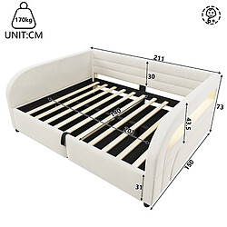 Acheter STILVORA Lit plateforme 140/200 cm beige en flanelle avec rangement hydraulique LED