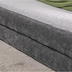 STILVORA Lit double 160/200 cm gris foncé en chenille avec tête de lit matelassée pas cher