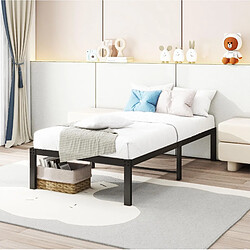 STILVORA Cadre de lit 90/200 cm noir en métal avec tête de lit et rangement pas cher