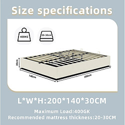Acheter STILVORA Cadre de lit 140/200 cm beige en tissu et métal avec vérins et matelas