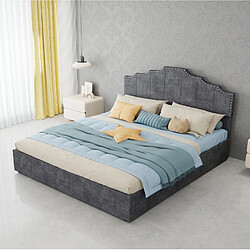 Avis STILVORA Lit rembourré 160/200 cm gris en tissu et métal avec coffre relevable