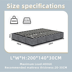 Acheter STILVORA Cadre de lit 140/200 cm gris en tissu et métal avec dossier réglable